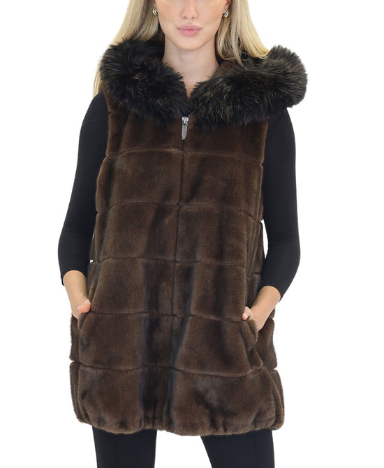 Faux Fur Vest w/ Hood view 