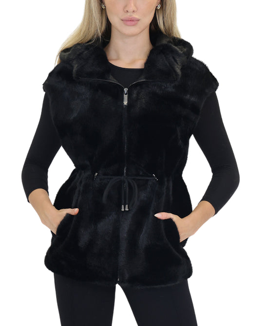 Faux Fur Vest w/ Hood view 