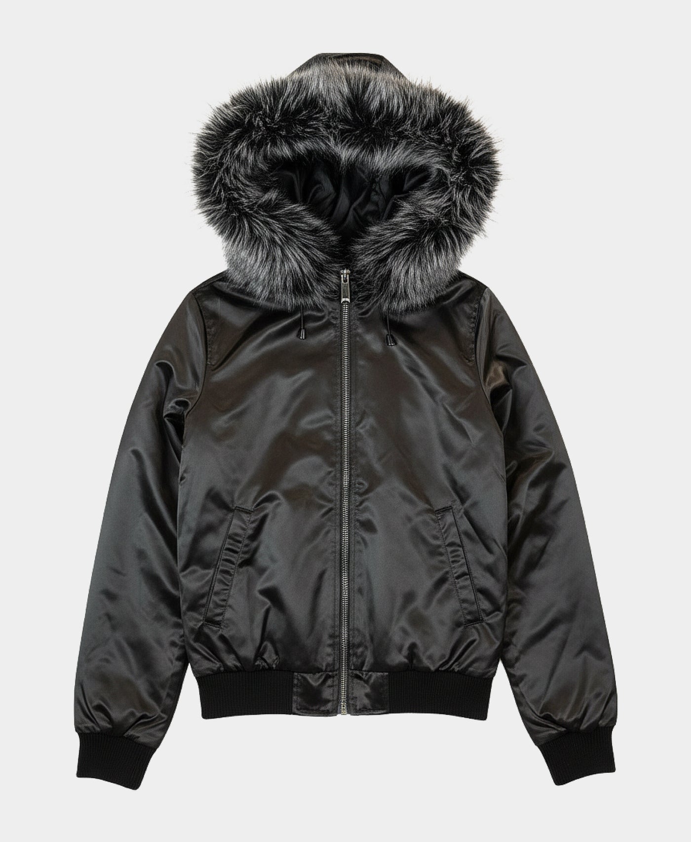 Bomber Jacket w/ Faux Fur Trim Hood view 4