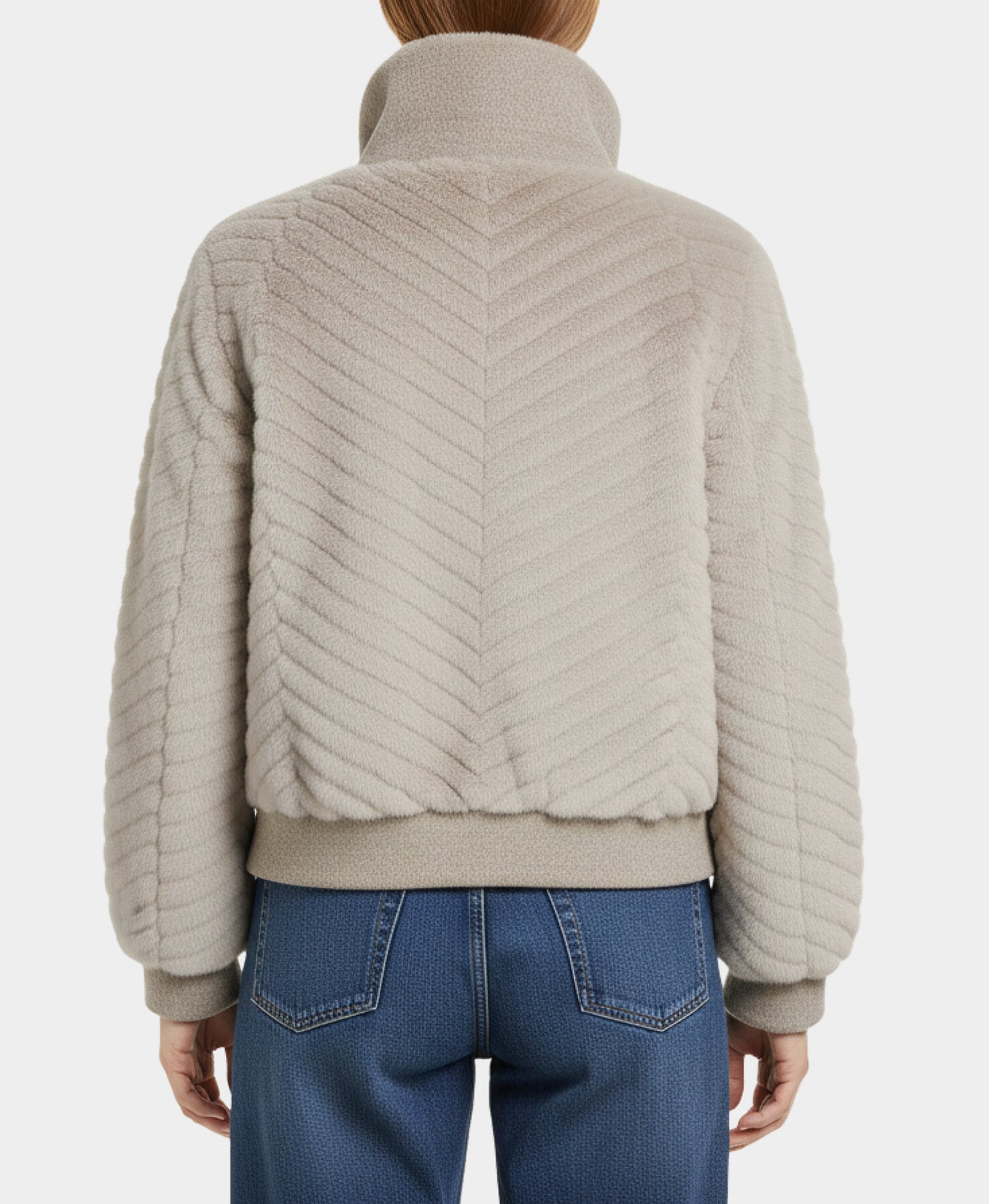 Faux Fur Jacket w/ Wool Trim view 3