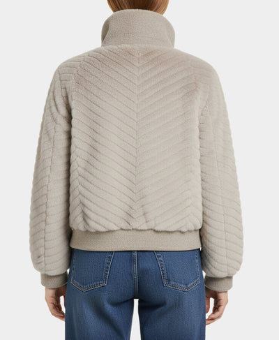 Faux Fur Jacket w/ Wool Trim image 3