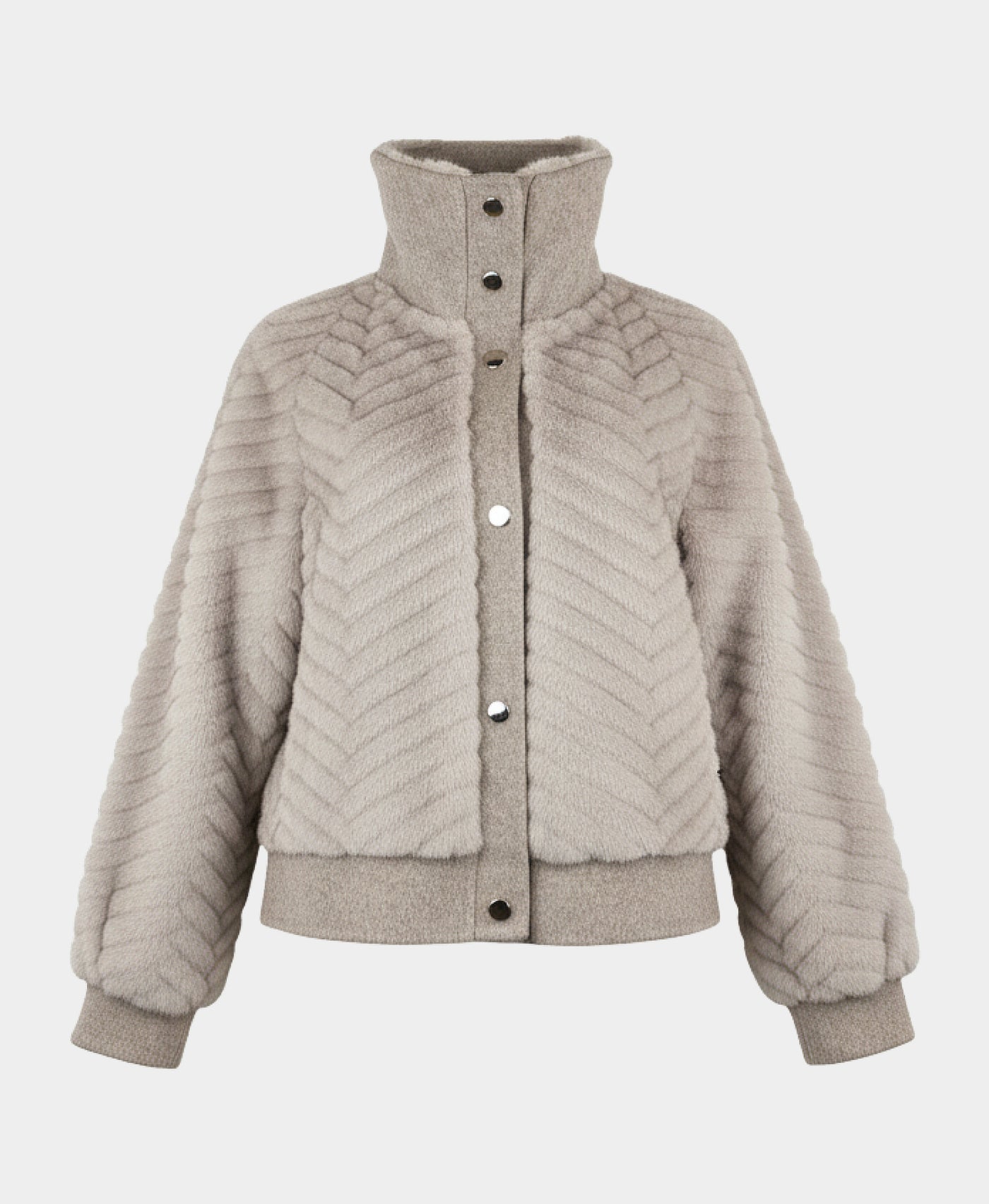 Faux Fur Jacket w/ Wool Trim view 4