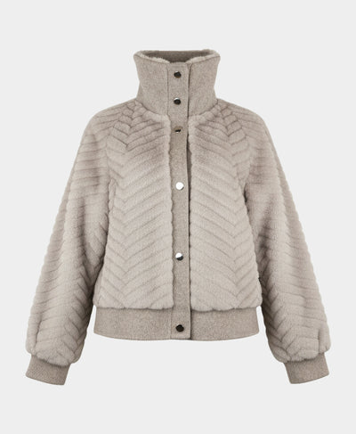 Faux Fur Jacket w/ Wool Trim image 4