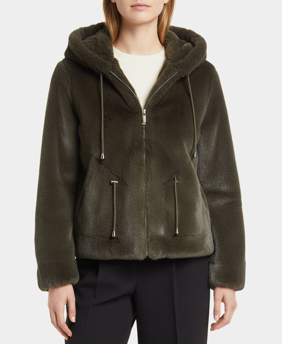 Faux Fur Jacket w/ Hood view 