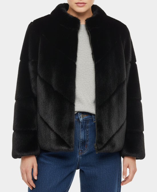 Faux Fur Jacket w/ Hood view 