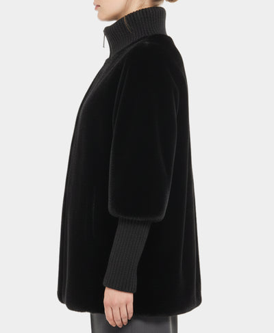 Faux Fur Jacket w/ Knit Trim image 2