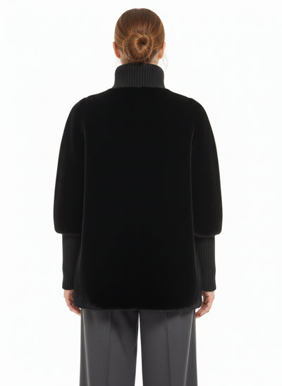 Faux Fur Jacket w/ Knit Trim image 3