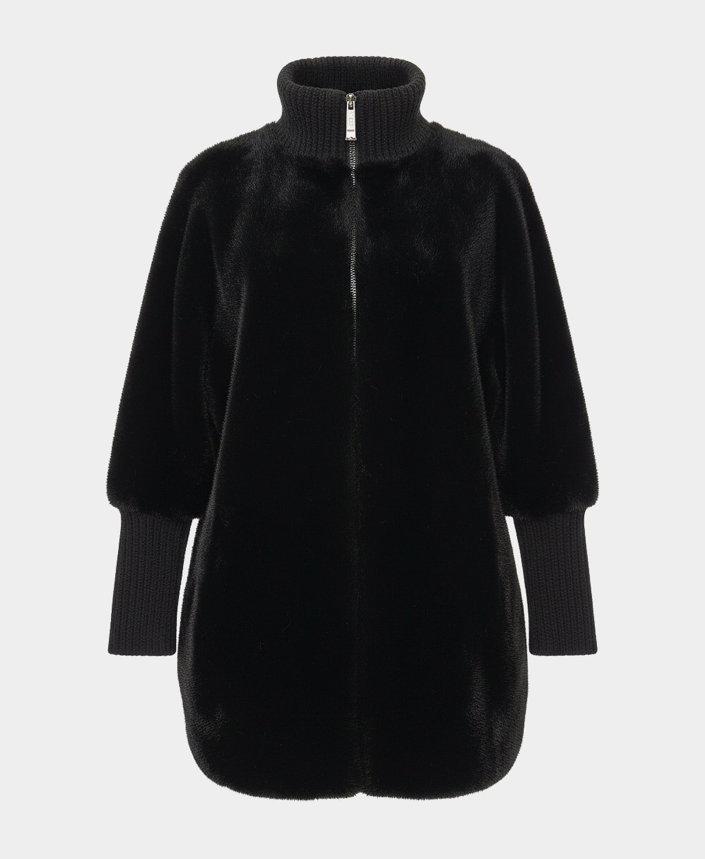 Faux Fur Jacket w/ Knit Trim view 4