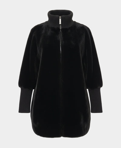 Faux Fur Jacket w/ Knit Trim image 4