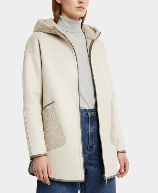 Reversible Faux Fur Contrast Cape w/ Hood view 