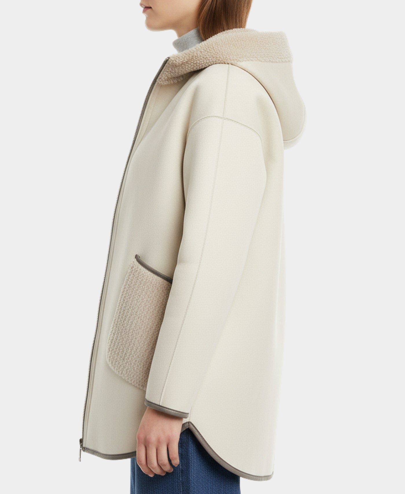 Reversible Faux Fur Contrast Cape w/ Hood view 2