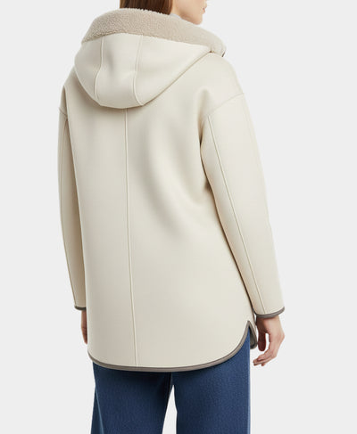 Reversible Faux Fur Contrast Cape w/ Hood image 3