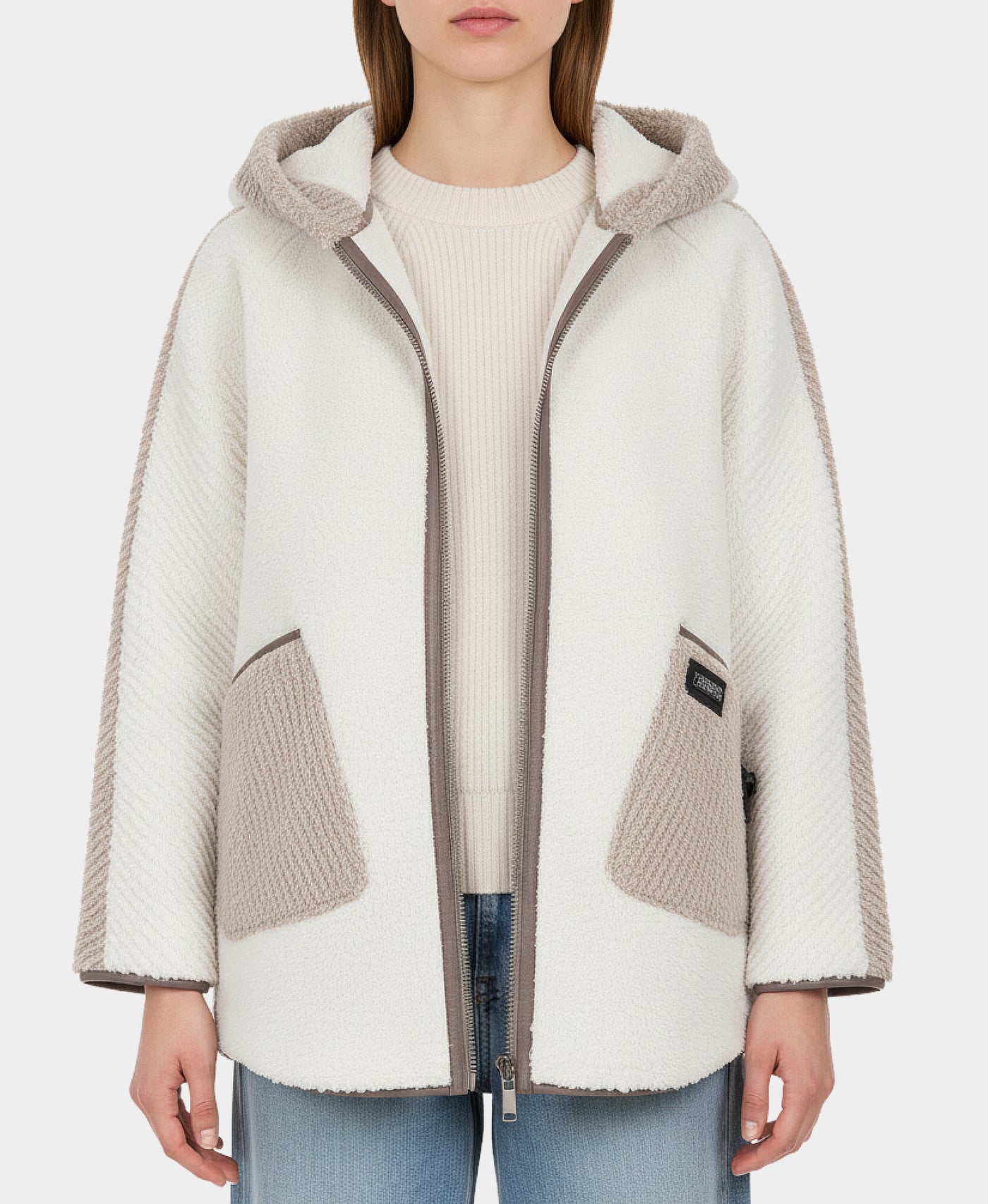 Reversible Faux Fur Contrast Cape w/ Hood view 5