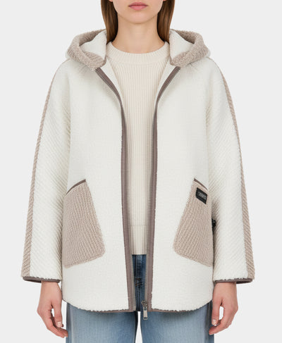 Reversible Faux Fur Contrast Cape w/ Hood image 5