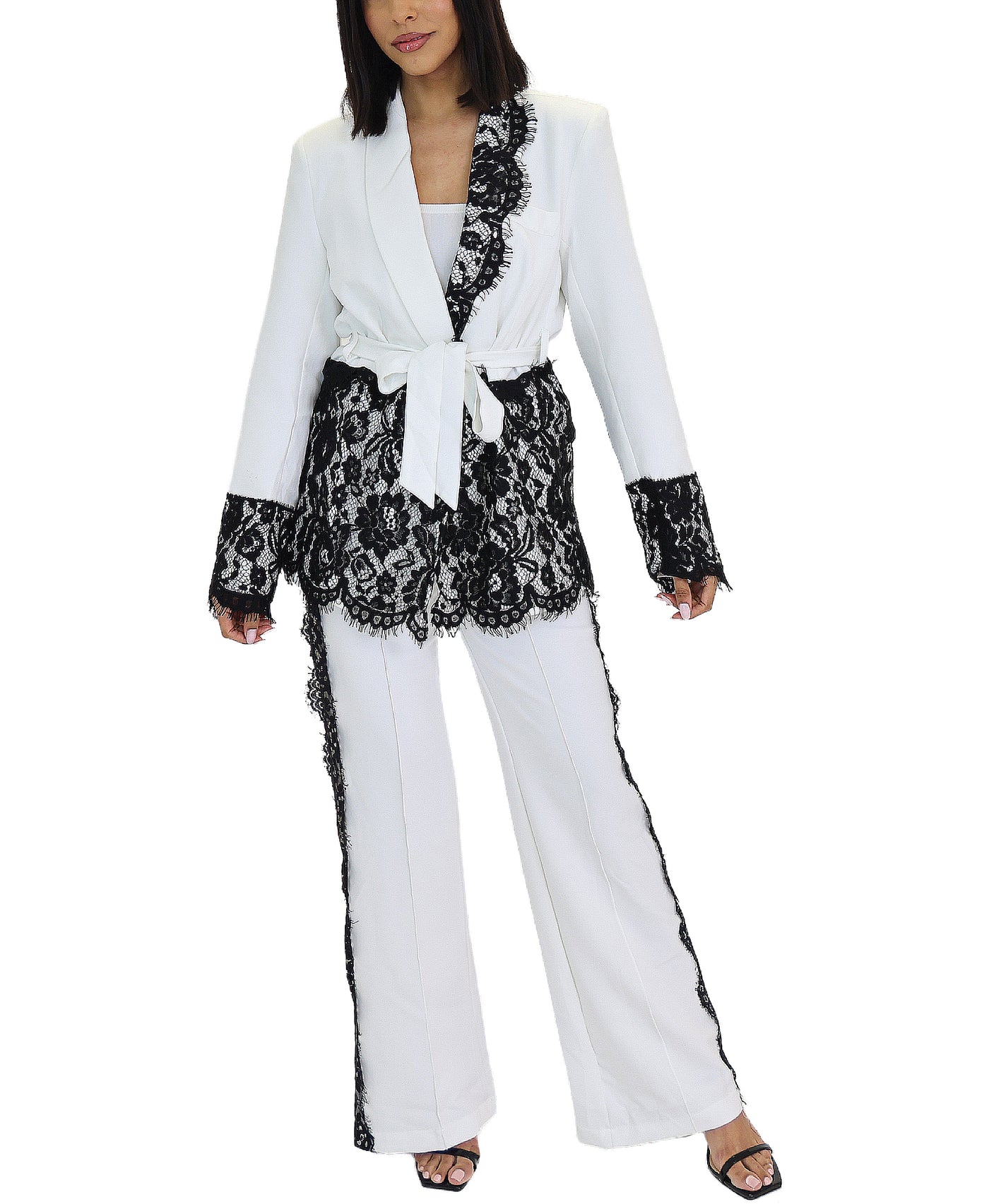 Blazer w/ Lace Trim & Pants - 2 Pc Set view 1