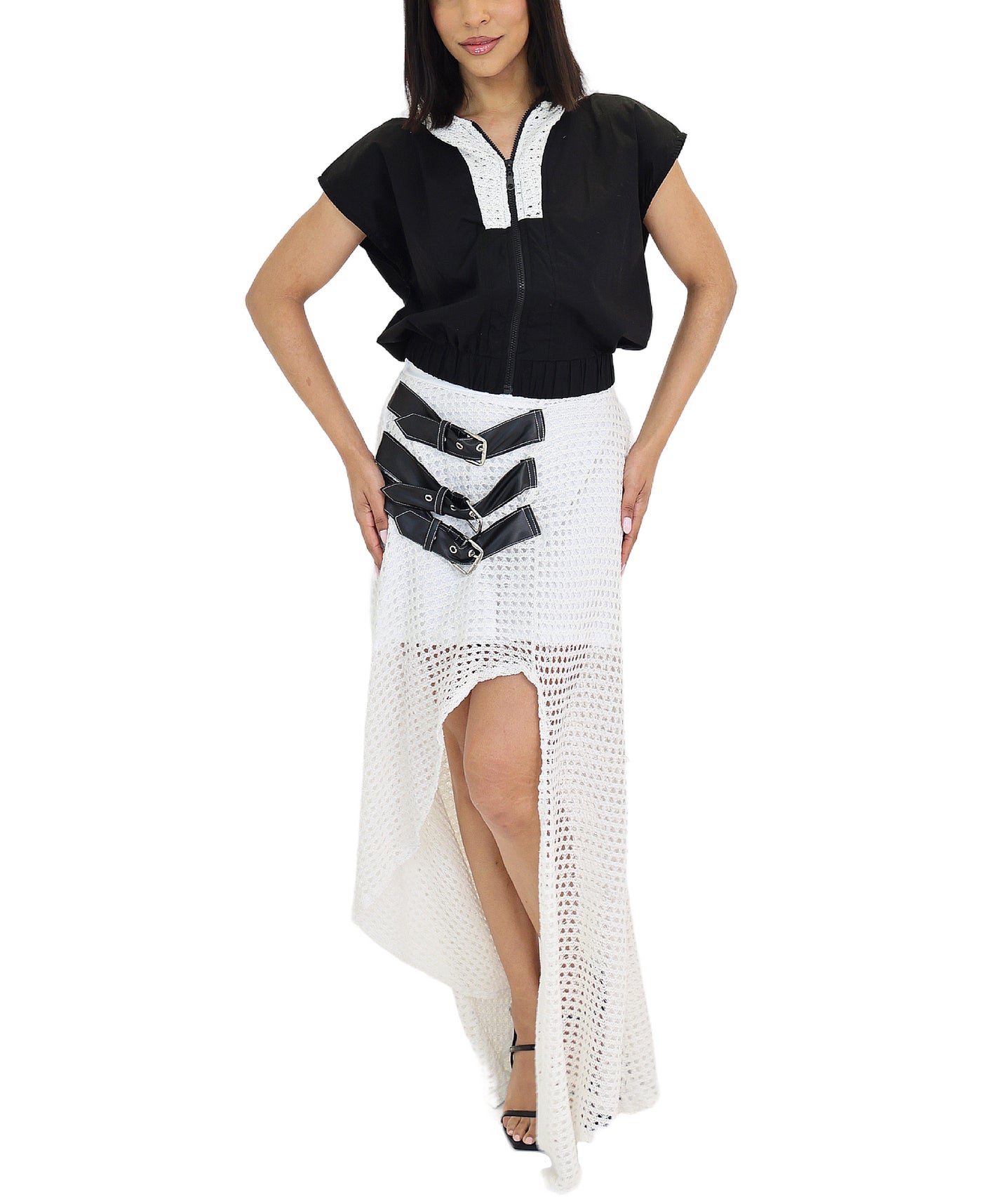 Top & Buckle Mesh Skirt - 2 Pc Set view 1