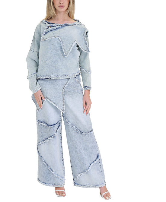 Distressed Denim Star Top & Jeans - 2 Pc Set view 
