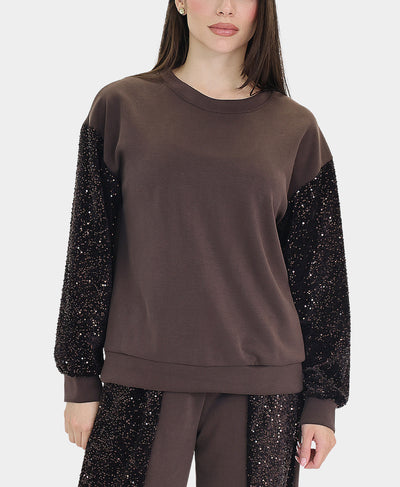 Top w/ Sequin Sleeves image 1