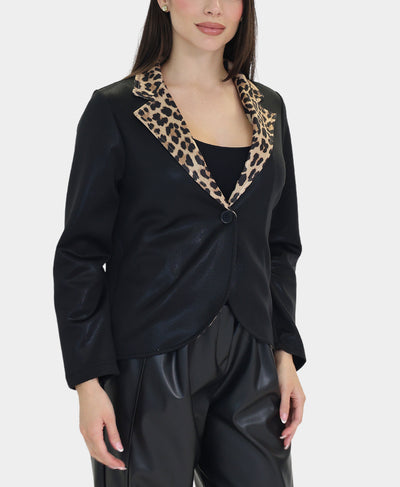 Shimmer Jacket w/ Animal Print Trim image 1