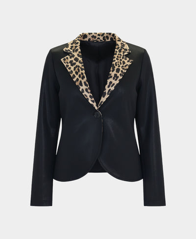 Shimmer Jacket w/ Animal Print Trim image 2