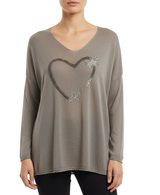"Amour" Heart Knit Top w/ Sequin view 
