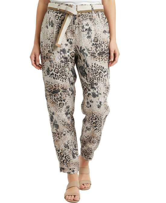 Floral & Leopard Print Pants view 