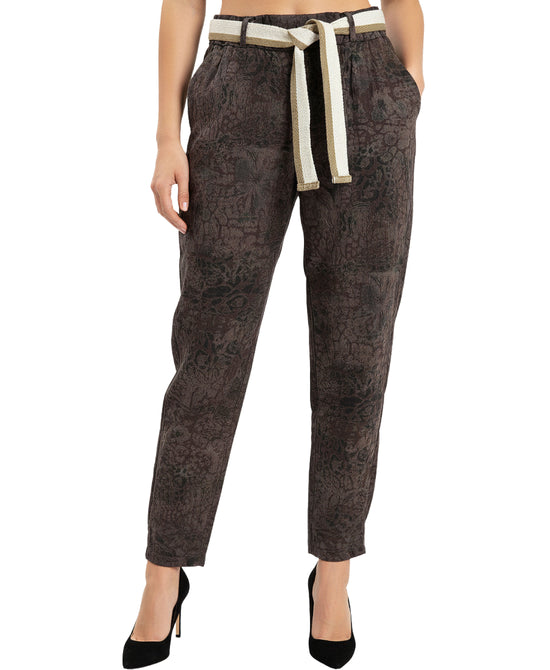 Floral & Leopard Print Pants view 