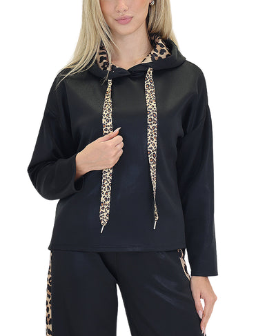 Shimmer Hoodie w/ Leopard Trim