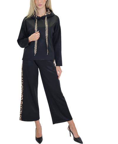 Shimmer Hoodie w/ Leopard Trim