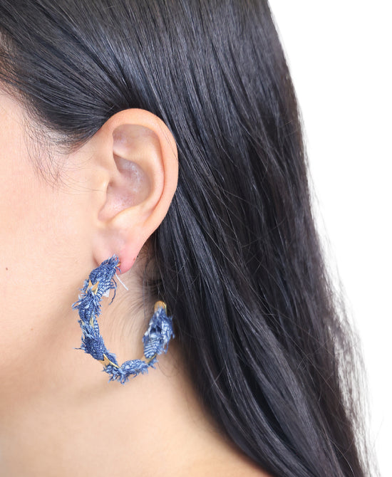 Frayed Denim Hoop Earrings view 