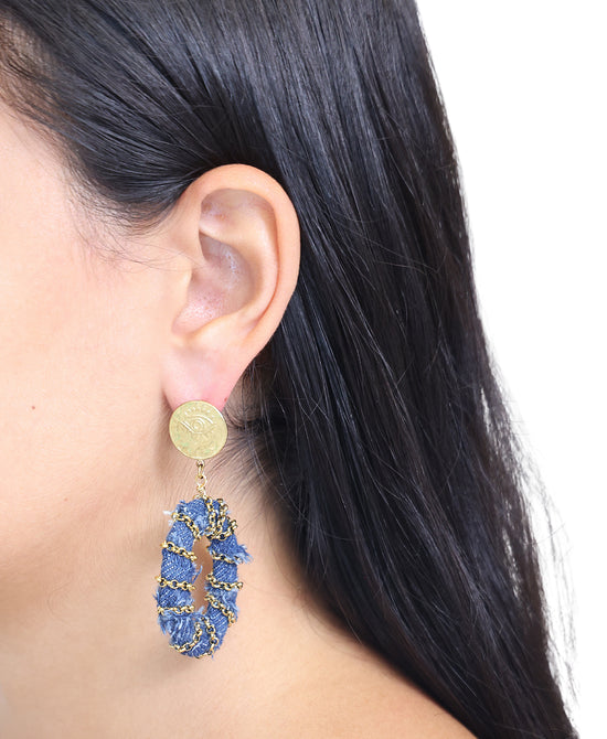 Denim Oval Drop Earrings view 