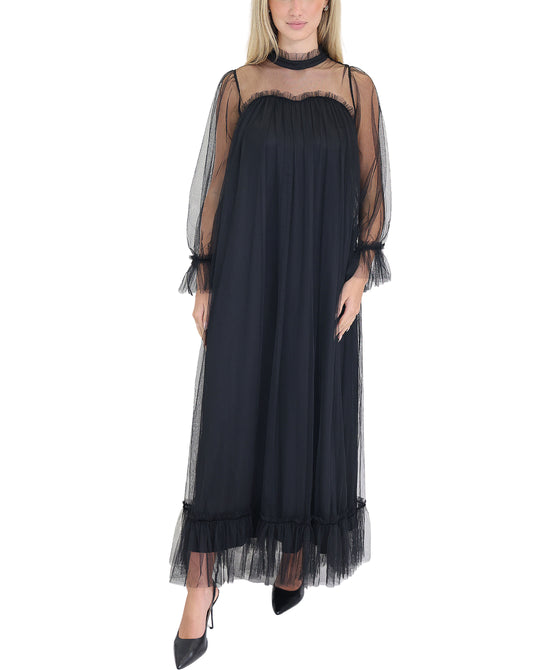 Mesh Maxi Dress w/ Tulle Details view 