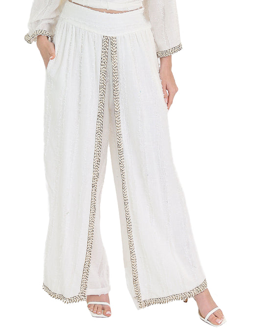 Frayed Pants w/ Metallic Trim view 