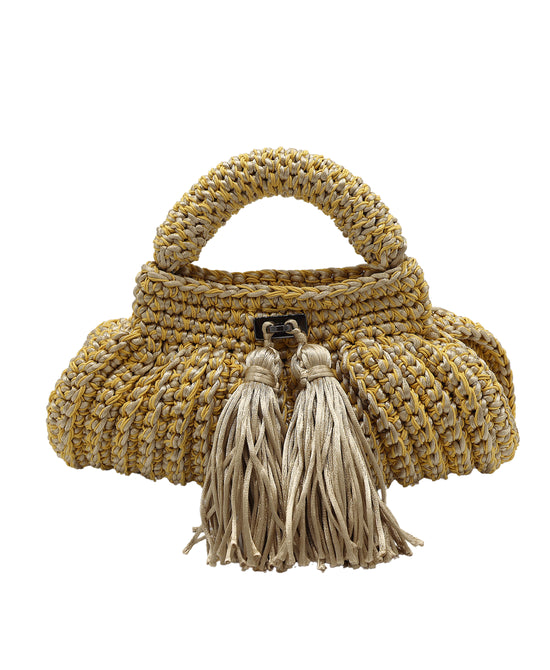 Mini Crochet Clutch/Crossbody Bag w/ Tassels view 