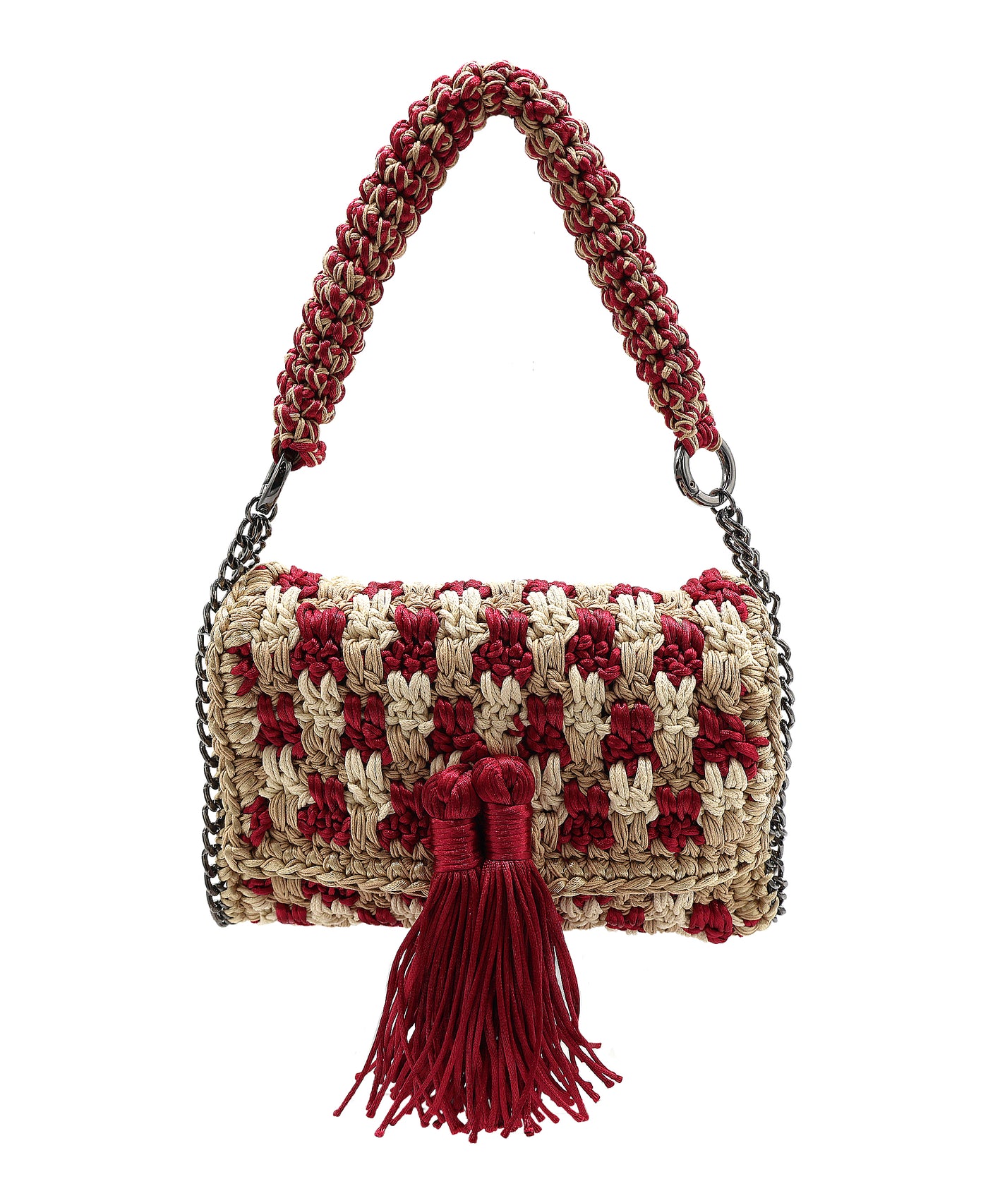 Crochet Shoulder Bag w/ Tassels view 1