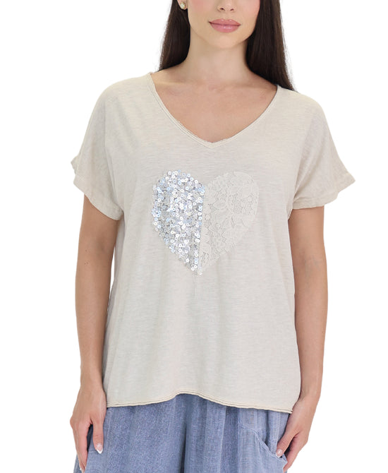 Sequin & Lace Heart Tee view 