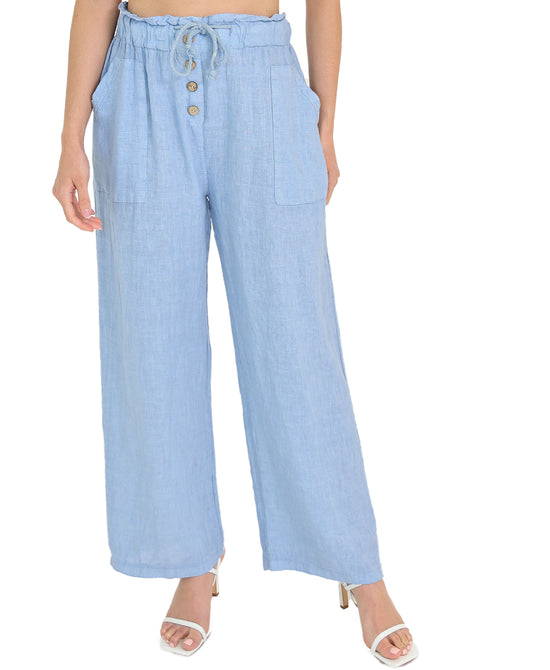 Linen Pants w/ Paper Bag Waist view 