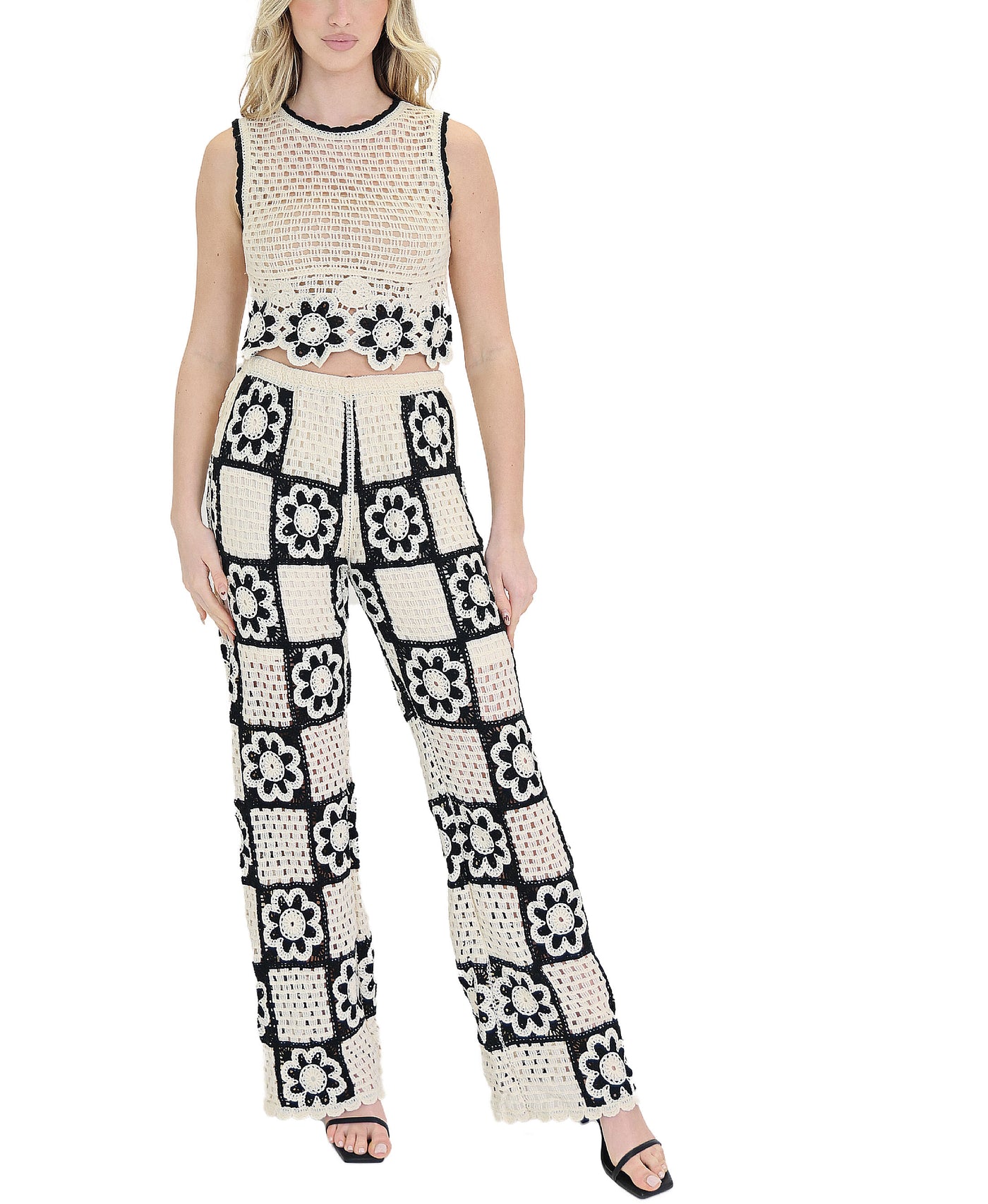 Crochet Flower Top & Pants Set- 2 Pc Set view 1