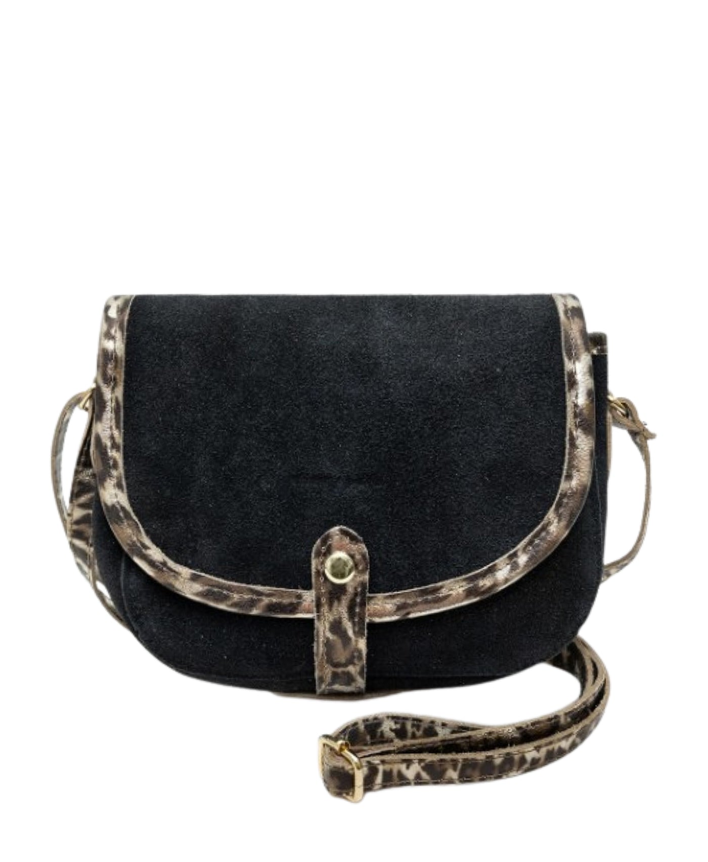 Suede Crossbody Bag w/ Leopard Trim view 2