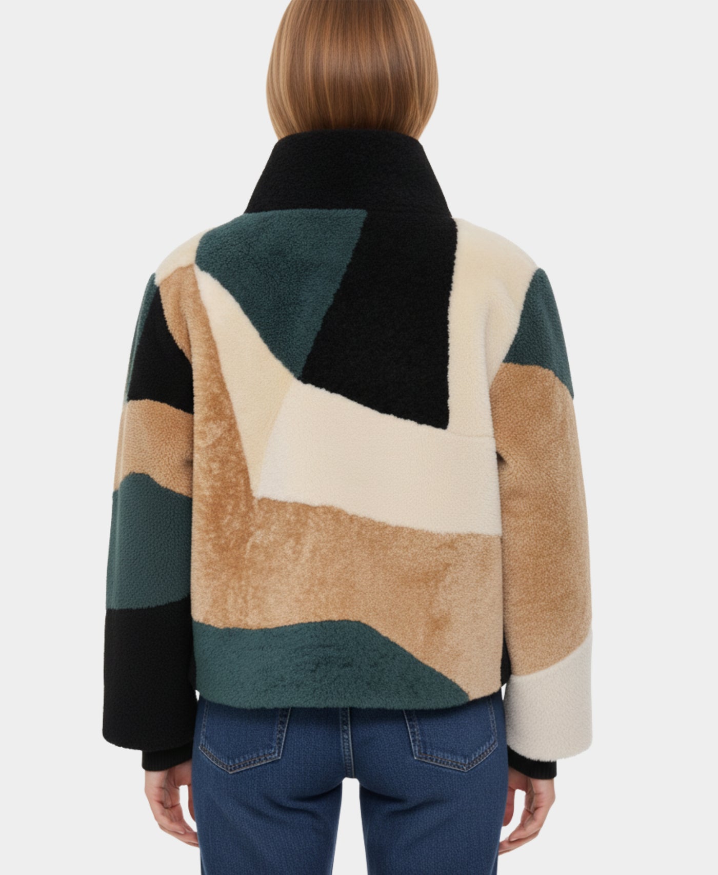 Shearling Color Block Jacket view 2