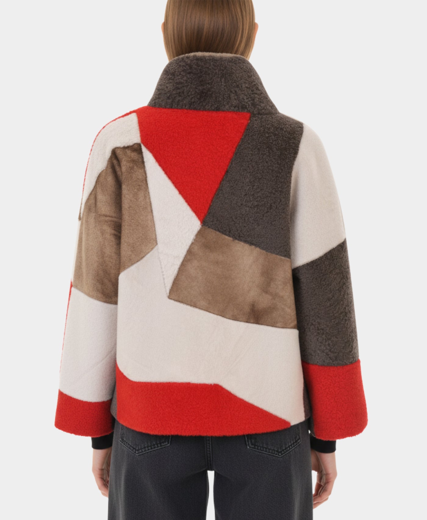 Shearling Color Block Jacket view 2