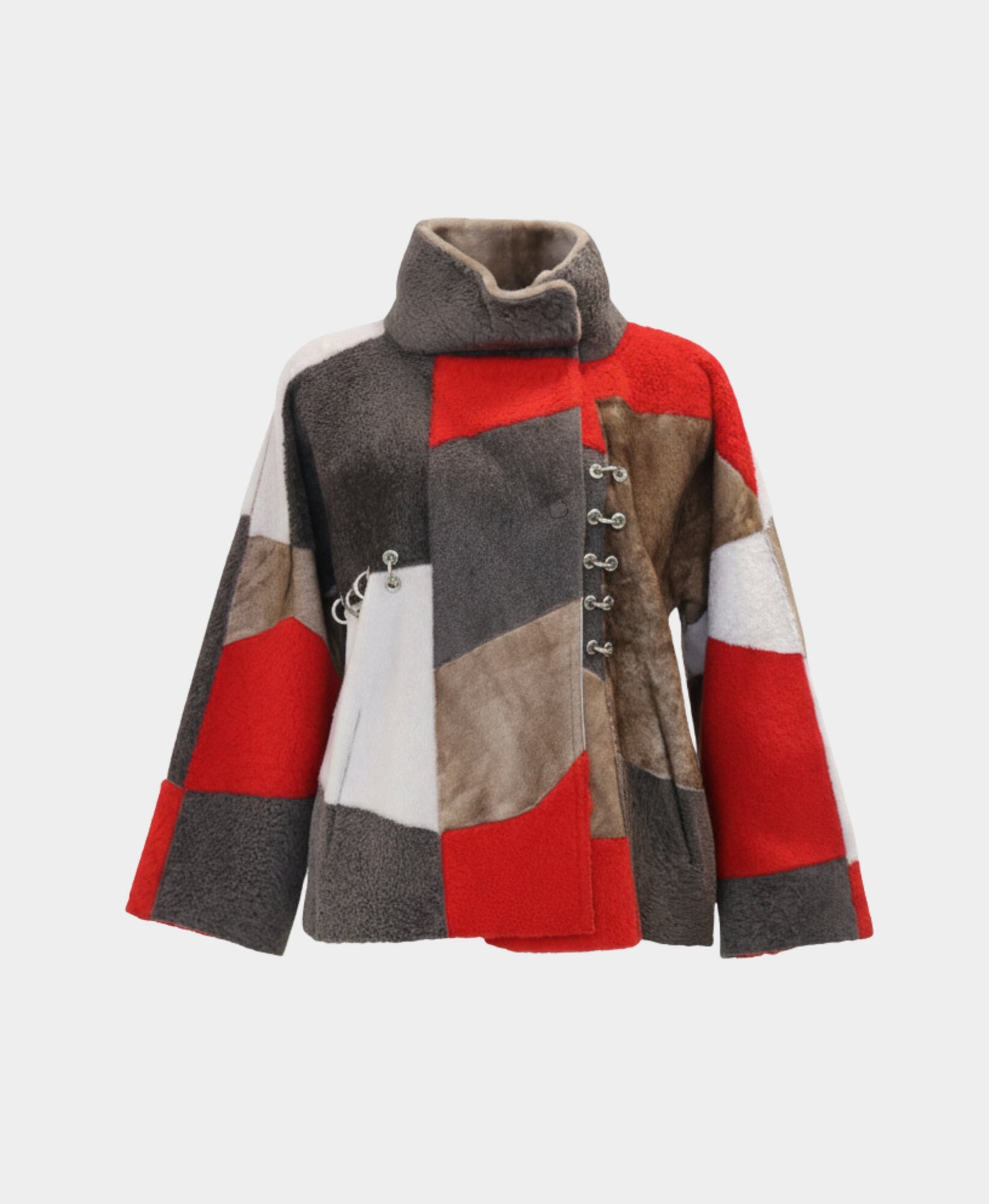 Shearling Color Block Jacket view 3