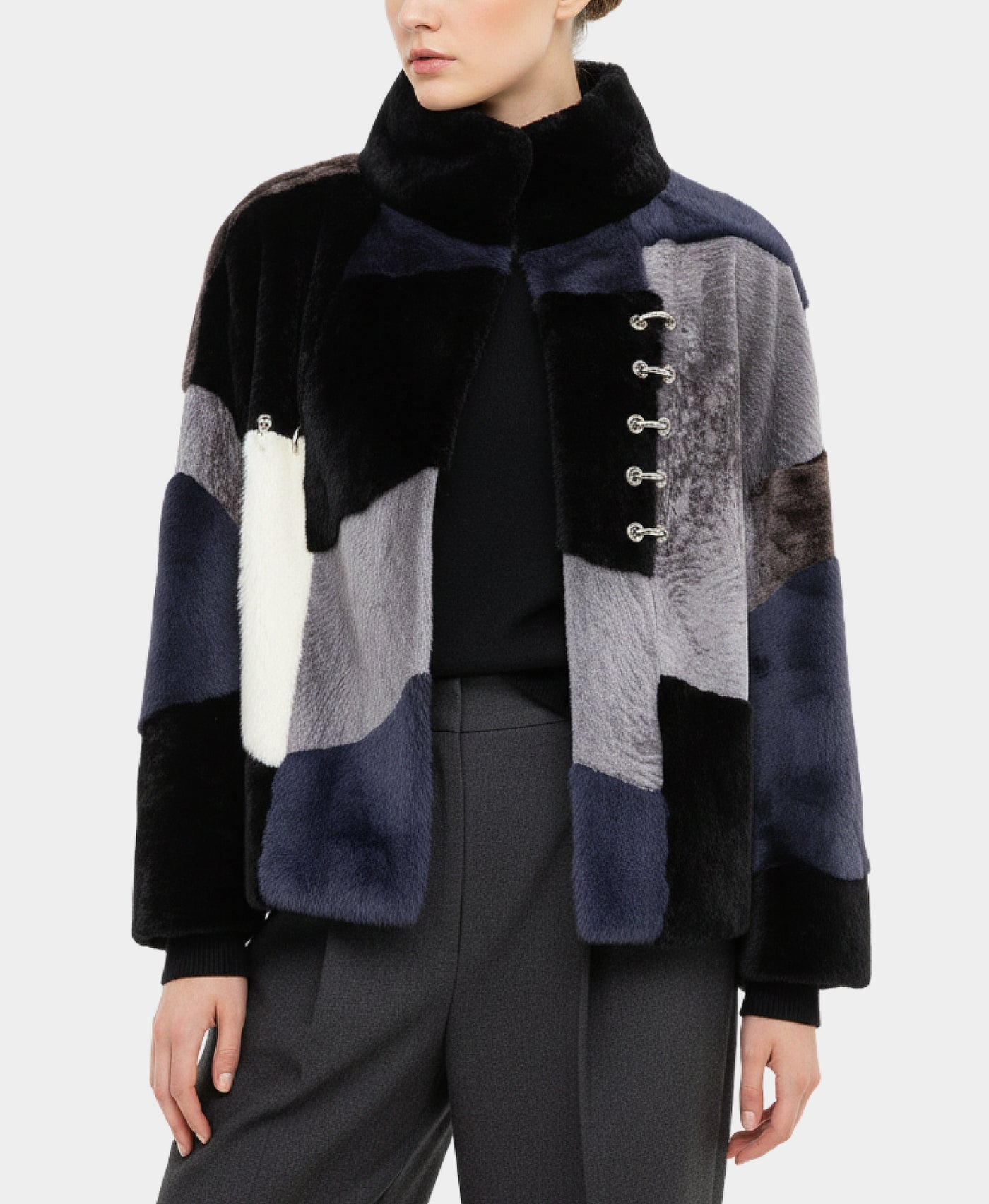 Shearling Color Block Jacket view 1