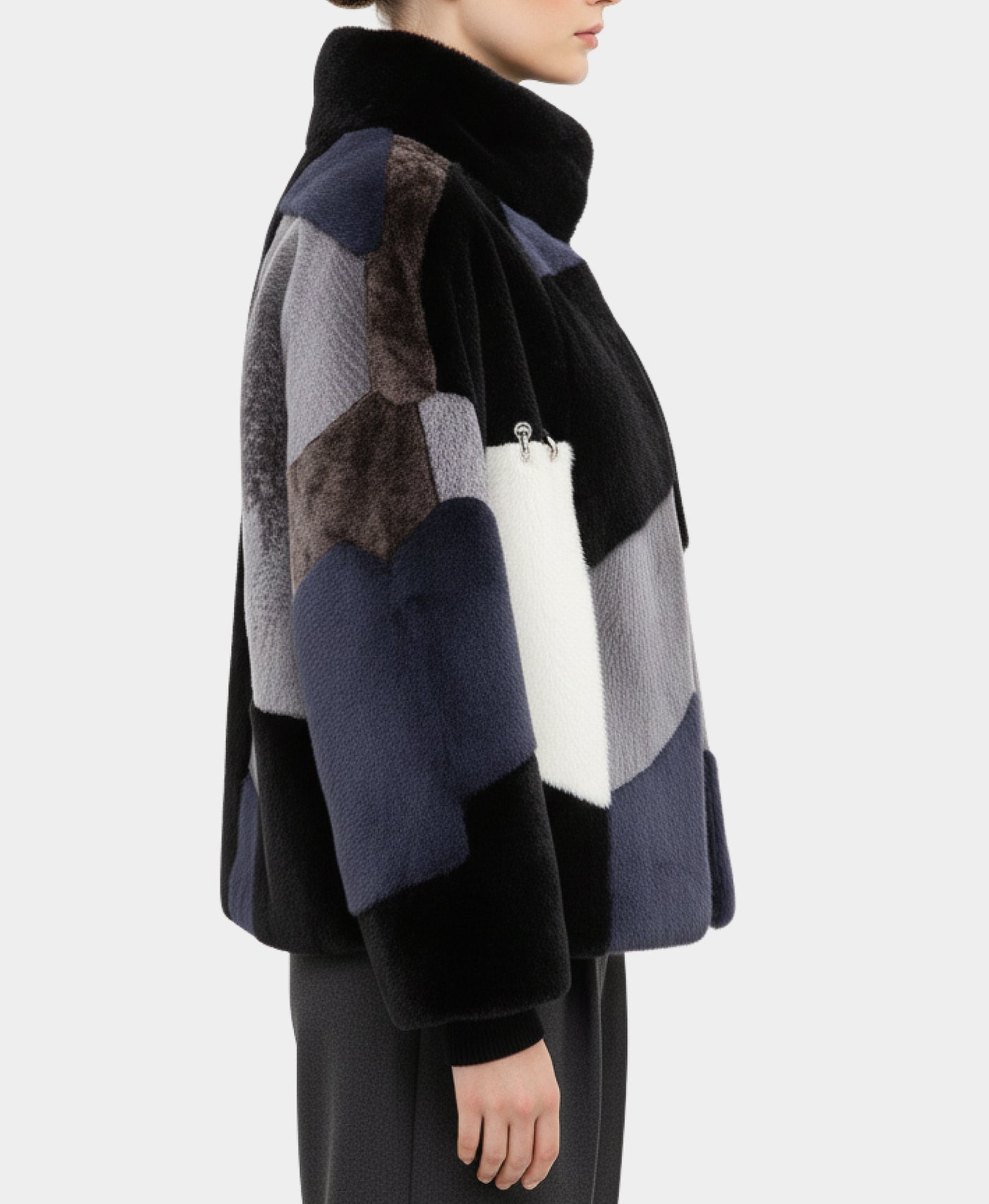 Shearling Color Block Jacket view 2