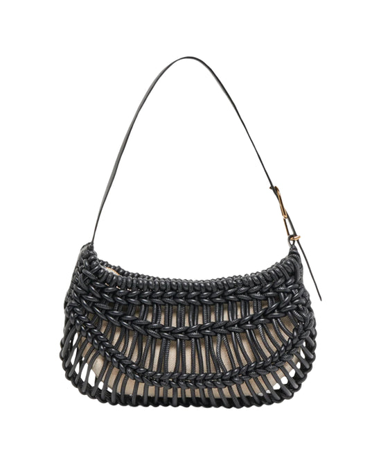 Woven Faux Leather Shoulder Bag view 