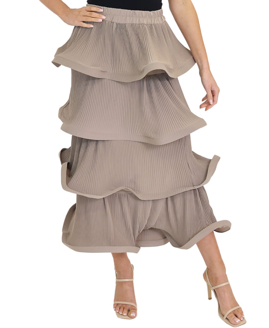 Pleated Midi Tiered Skirt view 