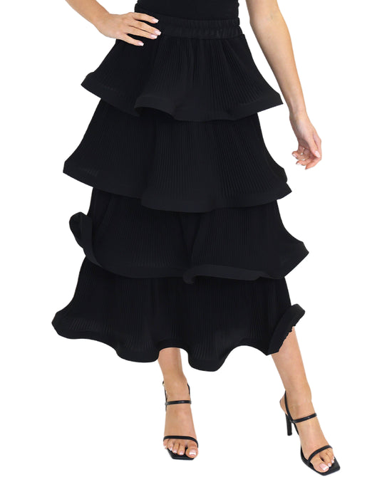 Pleated Midi Tiered Skirt view 