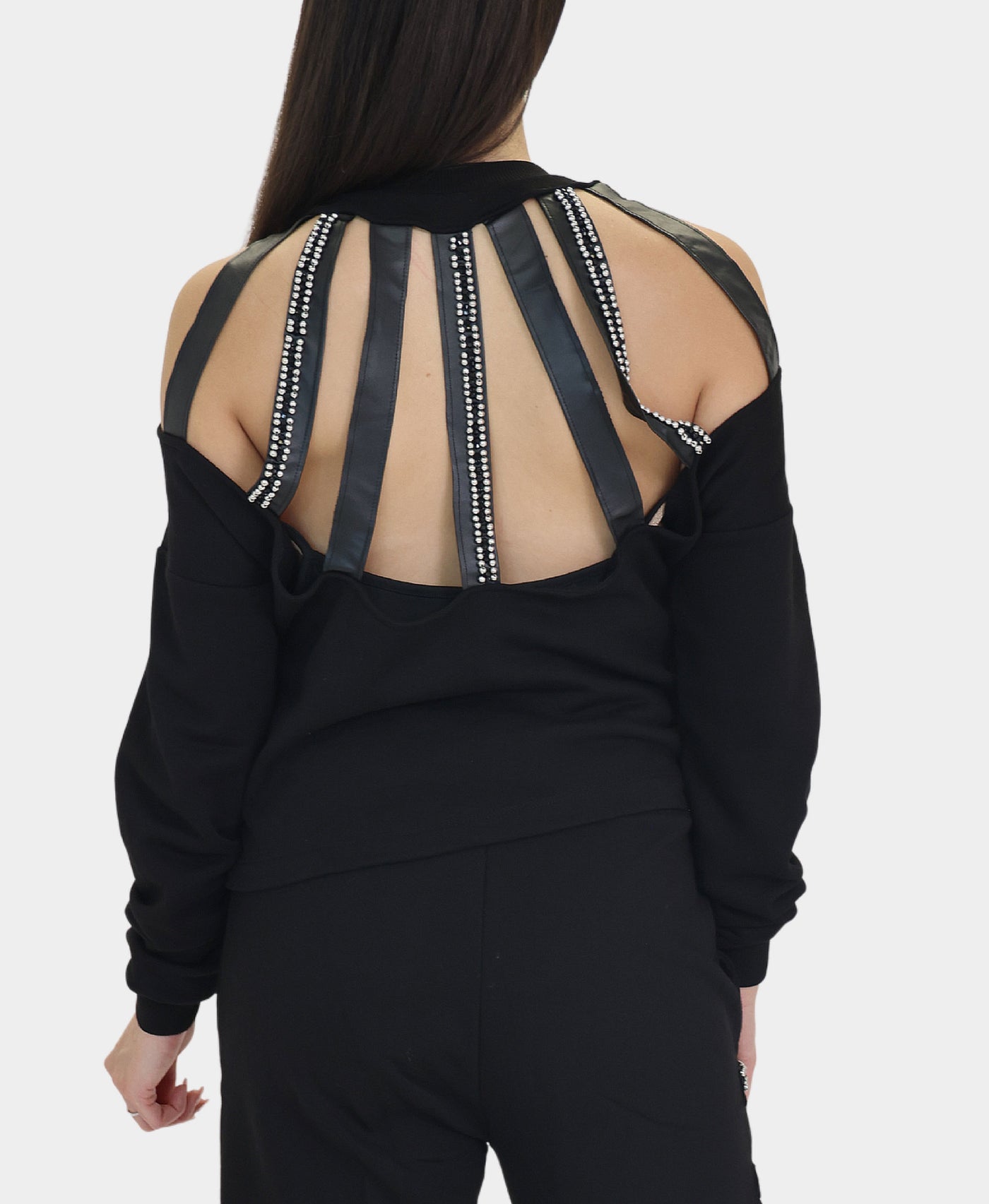 Cold Shoulder Sweatshirt w/ Bead Details view 2