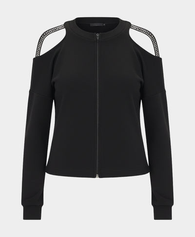 Cold Shoulder Sweatshirt w/ Bead Details image 3