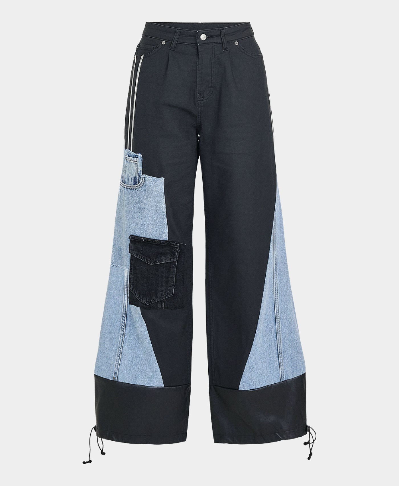 Striped Cargo Denim Trim Pants